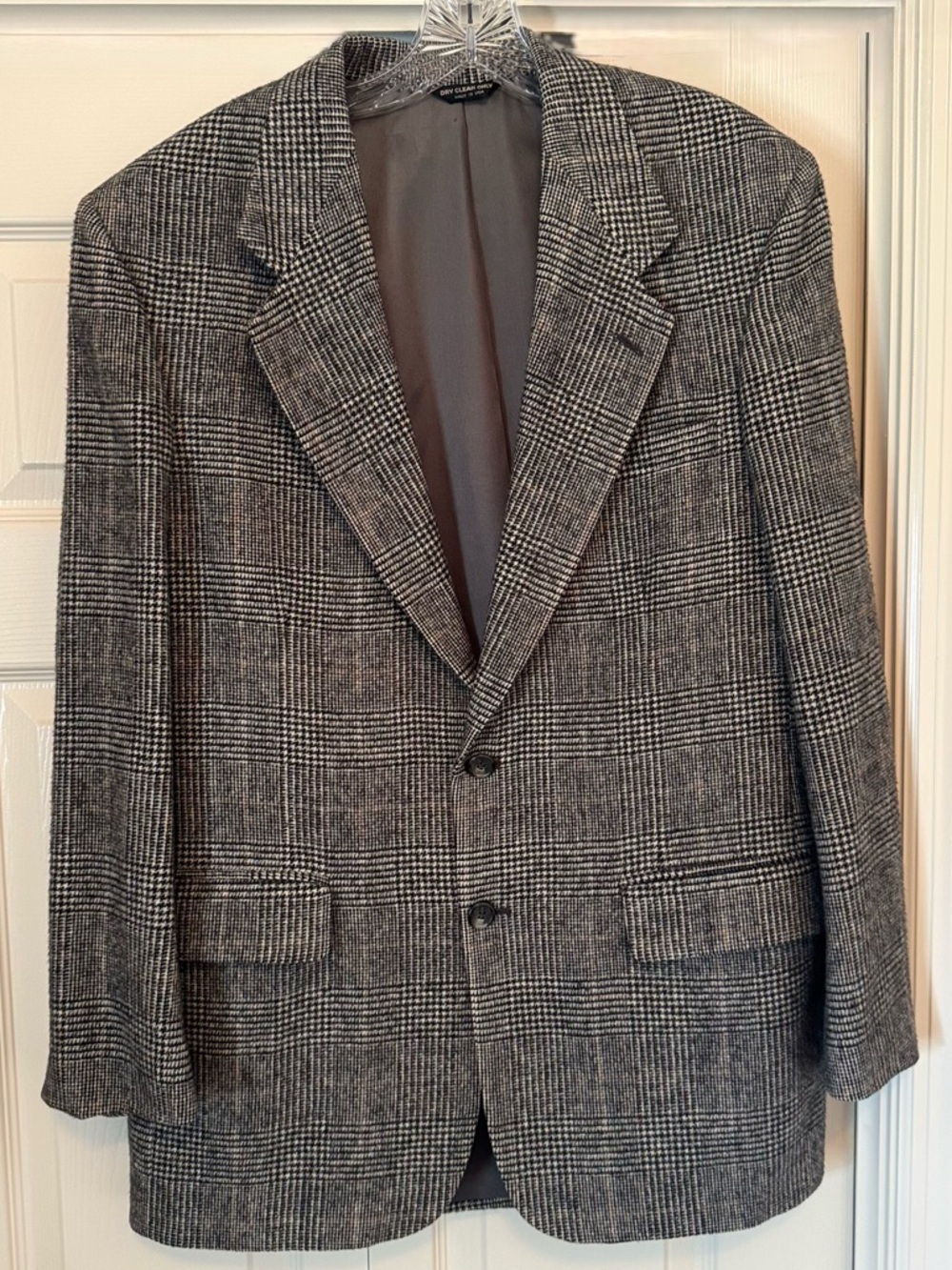 BILL BLASS Parisian Tweed Camel Hair Vintage Houndstooth Sport Coat Jacket 42